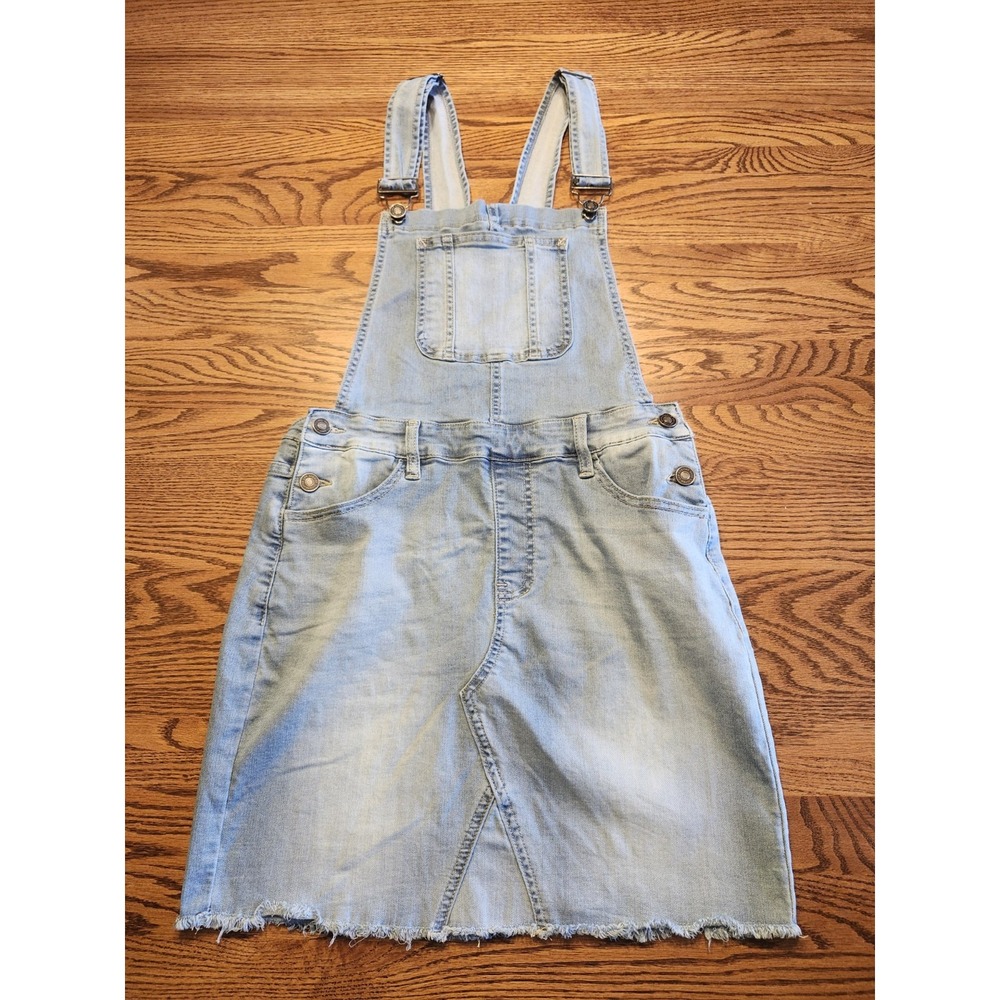 Kancan For‎ Maurices Exclusive Women's Denim Raw Hem Overall Skirt Size Medium